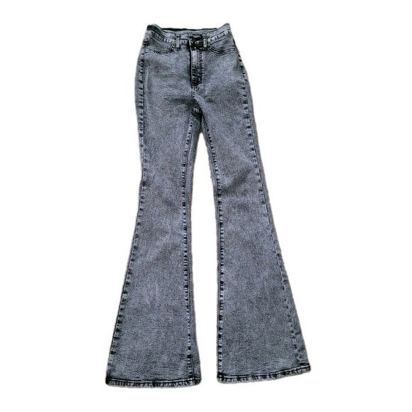 Shein Jeans Womens 26 (23Wx32L) Black Acid Wash Denim Flared High Rise  Boho - Picture 1 of 10